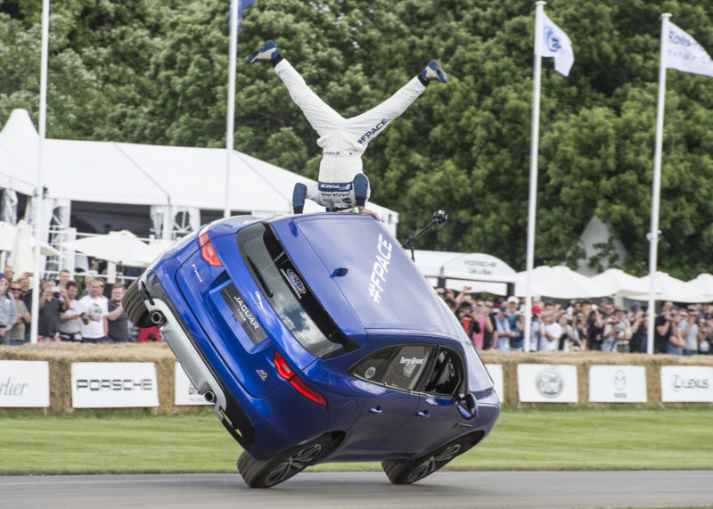 Jaguar Attacks Goodwood Tipped Over on Two-Wheels