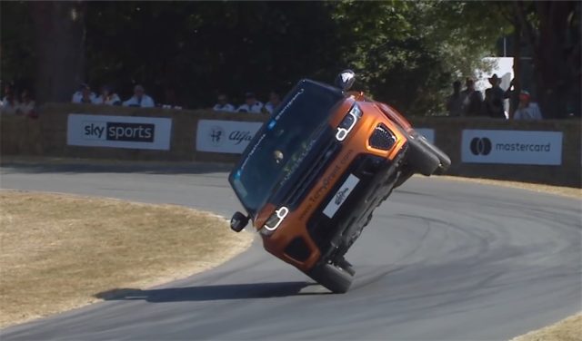 Goodwood Hill Climb Range Rover SVR two wheel record Terry Grant