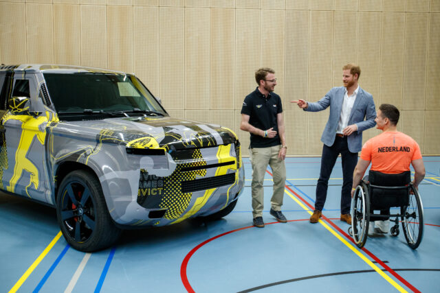 Harry, Duke of Sussex with Invictus Games 2020 Land Rover